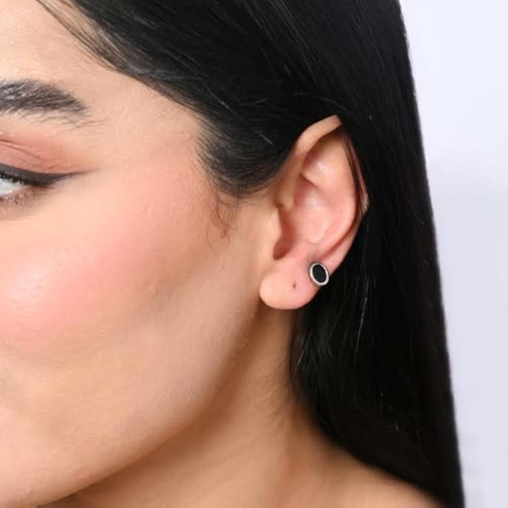 Men's Pure 925 Silver Midnight Black Stud Earrings